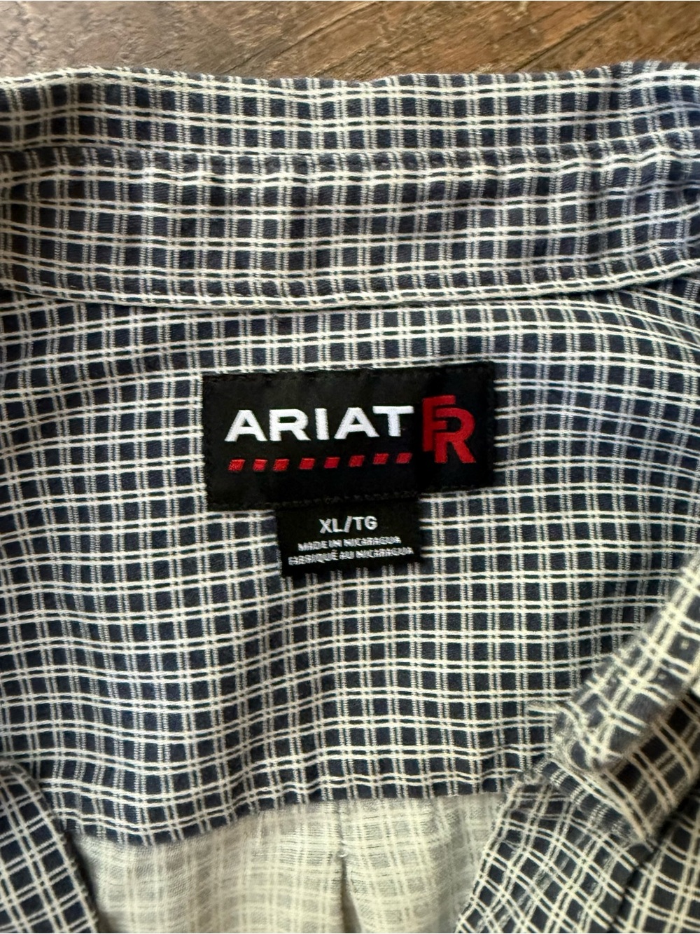 Ariat Navy and White FR Work Shirt
